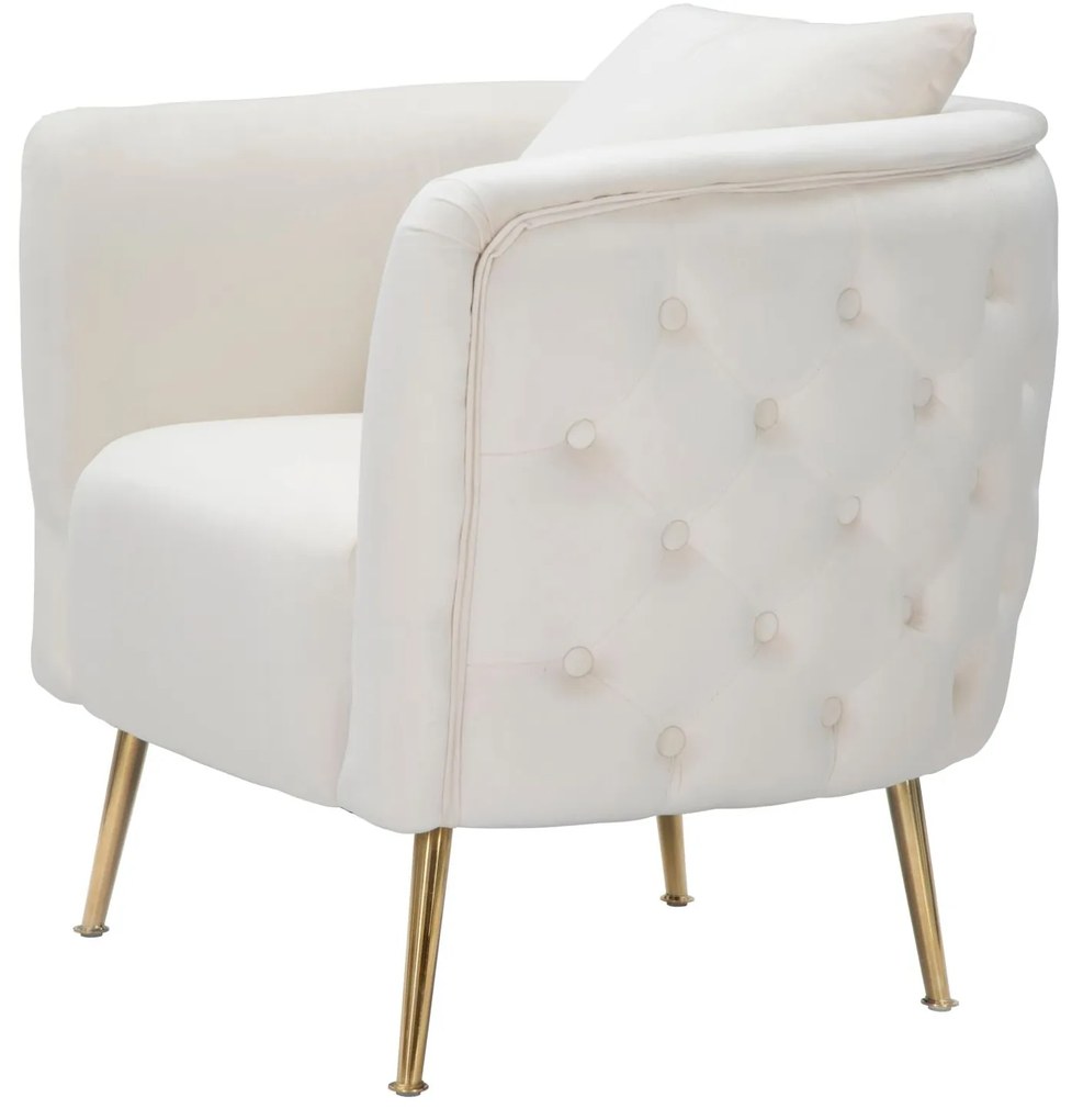 Poltrona "Bucarest" – Poltrona Estofada Creme com Pernas Douradas e Al