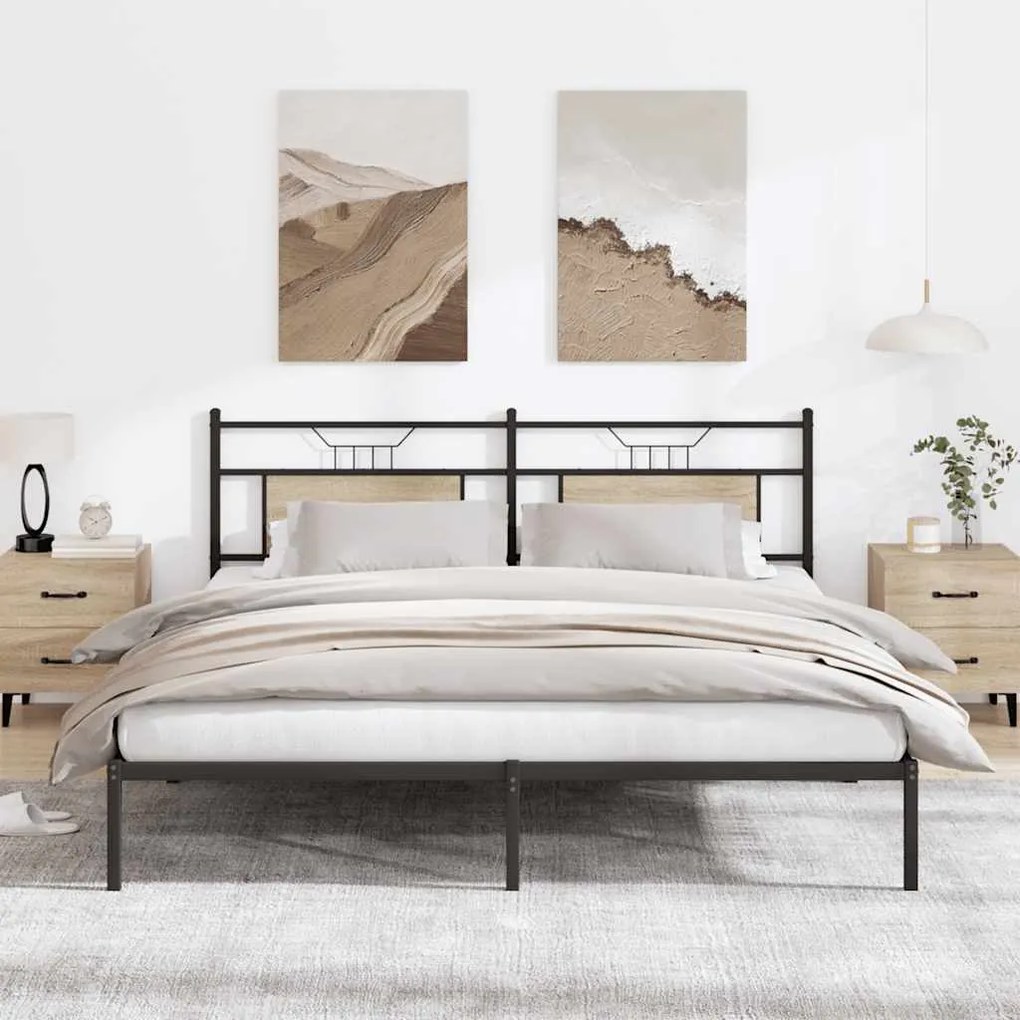 Estrutura de cama sem colchão 183x203 cm carvalho sonoma