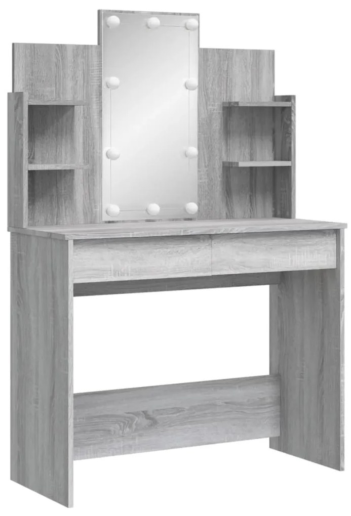 Toucador com luzes LED 96x40x142 cm cinzento sonoma