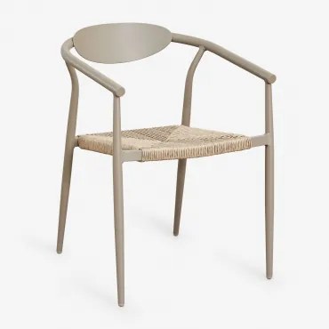 Pack De 4 Cadeiras De Jardim Empilháveis Com Apoios De Braços Em Alumínio E Rattan Sintético Marsha Moka Brown - Sklum