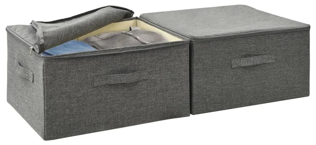 Caixas de arrumação 2 pcs 43x34x23 cm tecido antracite