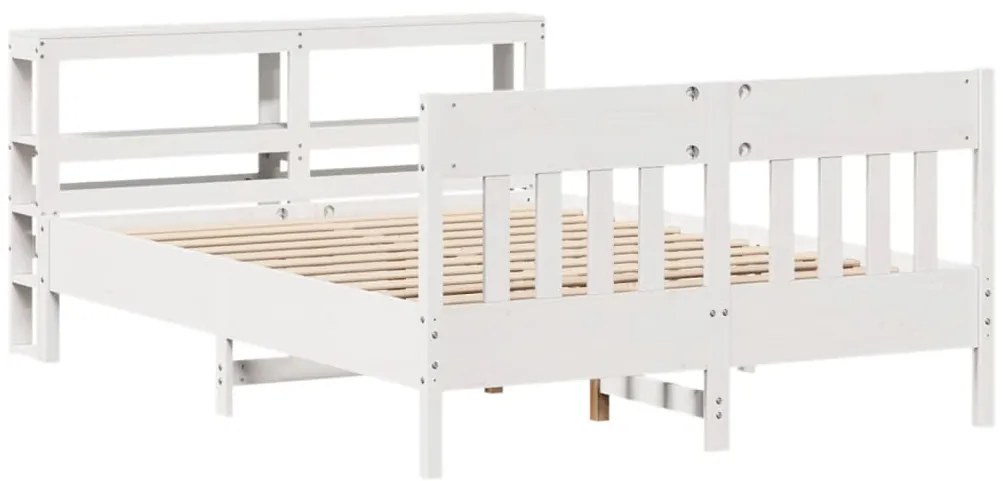 Cama sem colchão 140x200 cm madeira de pinho maciça branco