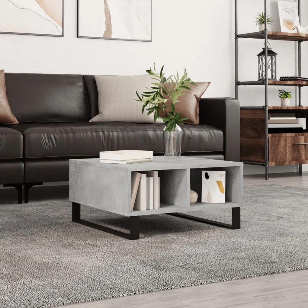 vidaXL Mesa de centro 60x60x30 cm derivados de madeira cinza cimento