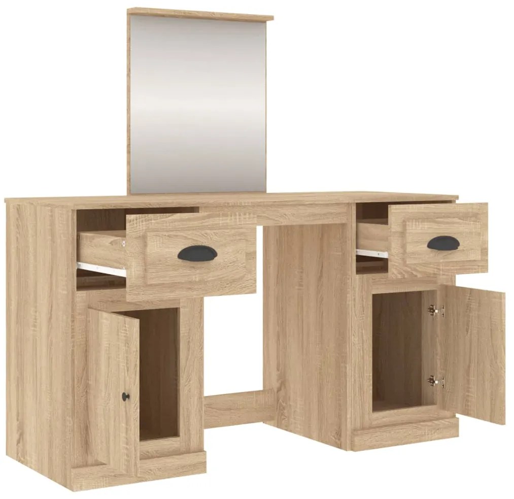 Toucador com espelho 130x50x132,5 cm cor carvalho sonoma