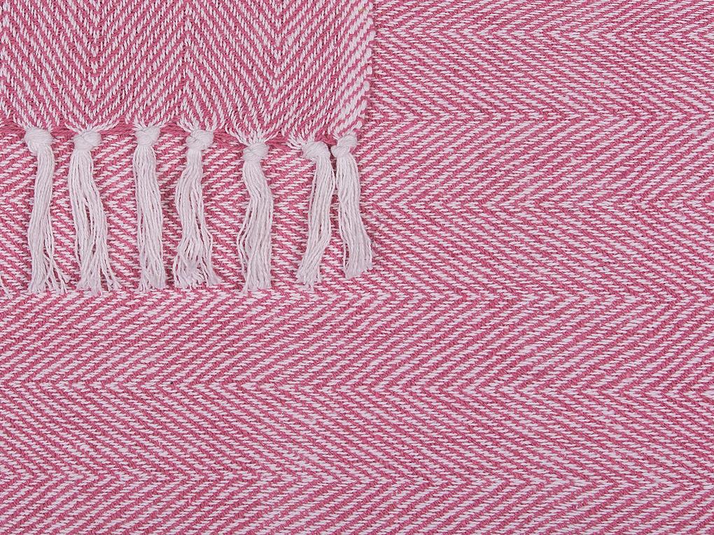 Manta decorativa em algodão rosa 130 x 160 cm TANGIER Beliani