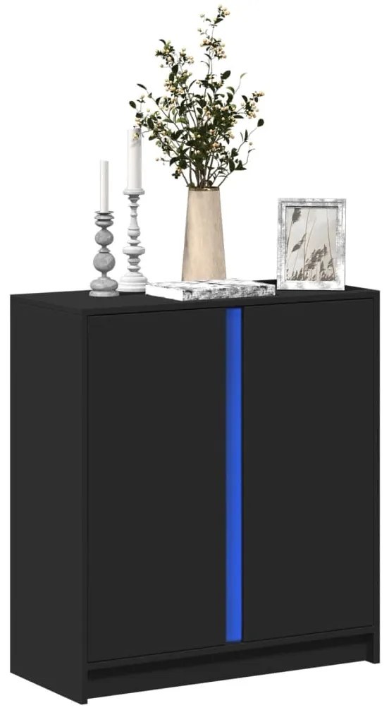 Aparador c/ luzes LED 77x34x85 cm derivados de madeira preto