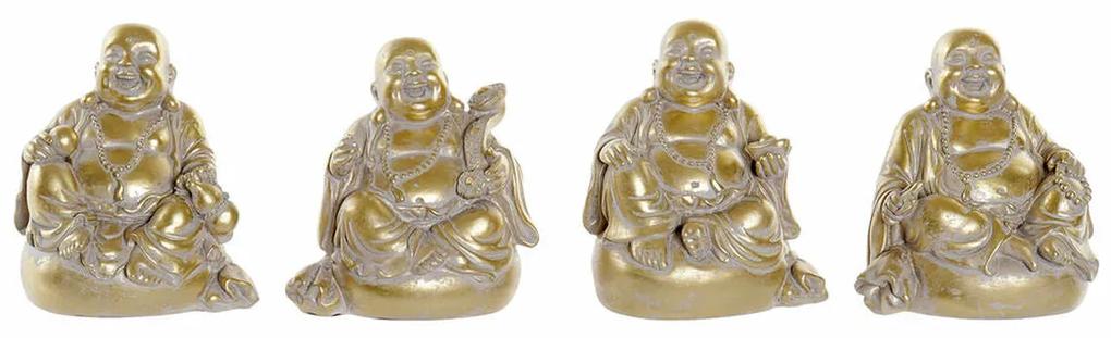 Figura Decorativa DKD Home Decor Dourado Buda Resina (11 x 9 x 12 cm) (4 pcs)