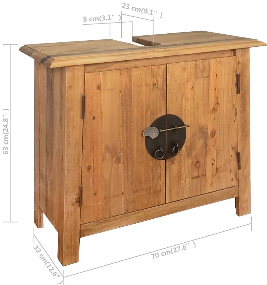 Conjunto de casa de banho 5 pcs madeira de pinho maciça