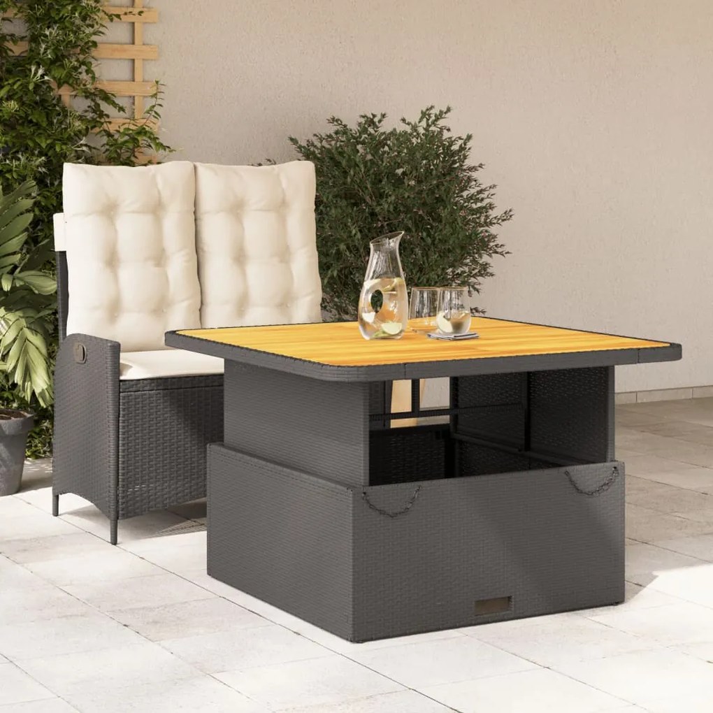 vidaXL 2 pcs conjunto de jantar p/ jardim c/ almofadões vime PE preto