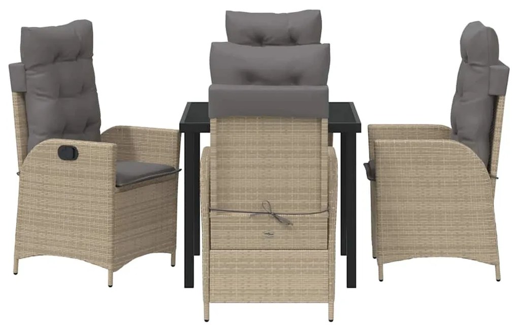 Conjunto de Jantar de Jardim com 5 Peças e Almofadas em Rattan de Poli