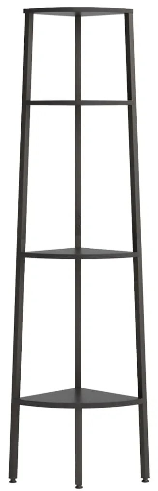 Estante de canto com 4 prateleiras 45,5x31,5x150 cm preto