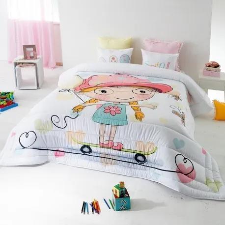 Edredom infantil Dolly - Edredom infantil rosa com almofadas: Colcha edredón 250x260 cm + 2 almofadas cheias 45x60 cm a juego