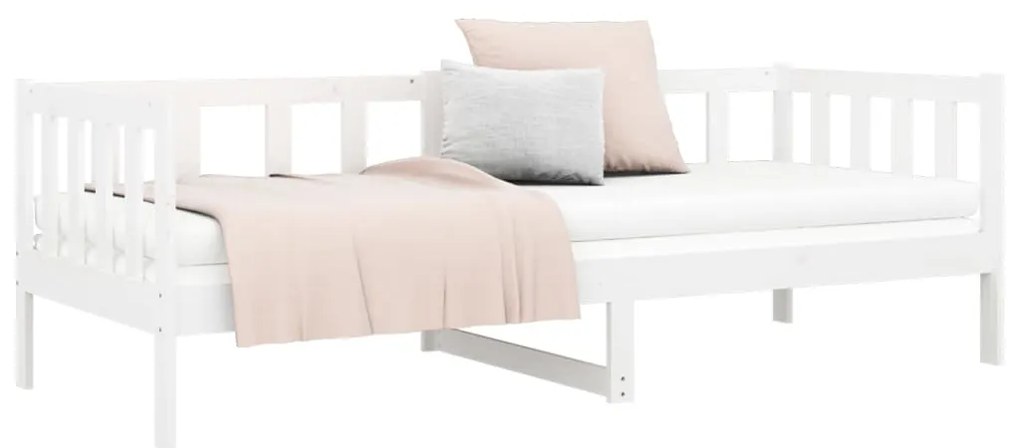 Sofá-cama 90x190 cm madeira de pinho maciça branco