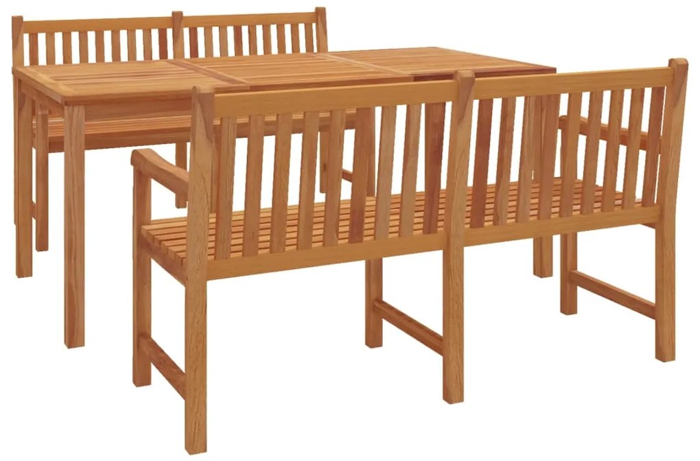 3 pcs conjunto de jantar para jardim madeira de teca maciça