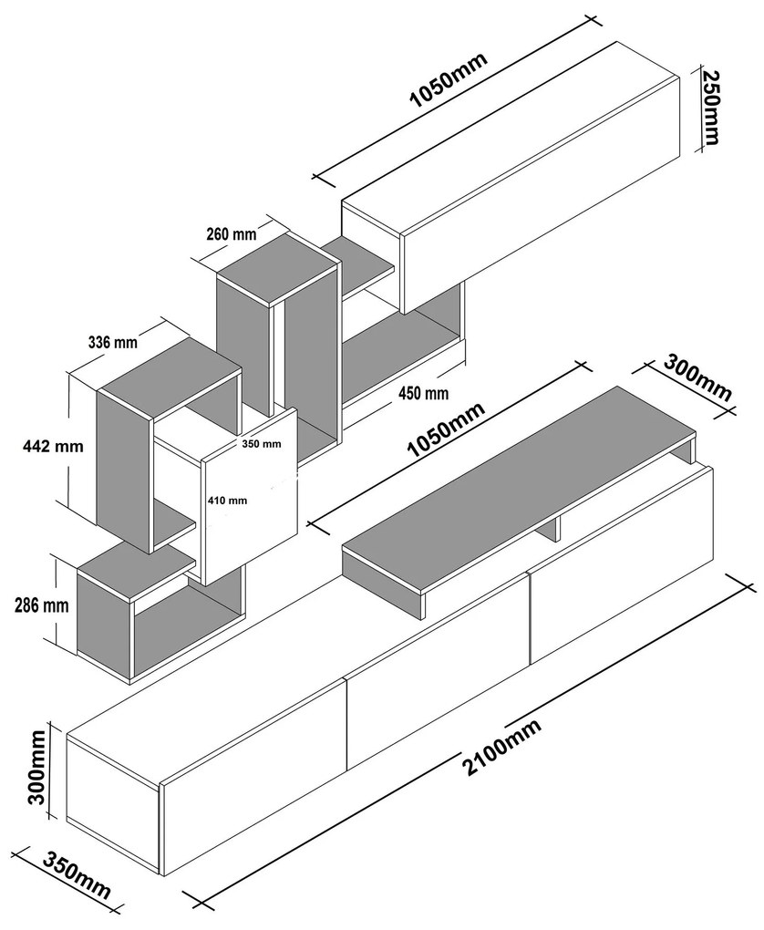Móvel TV Amor – Branco – 210x30x35 cm