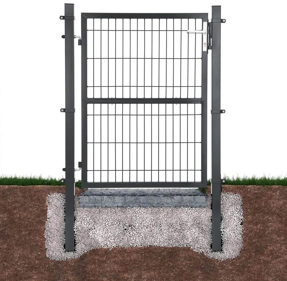 Portão de jardim em aço galvanizado 106 x 6 x 170 cm cinzento