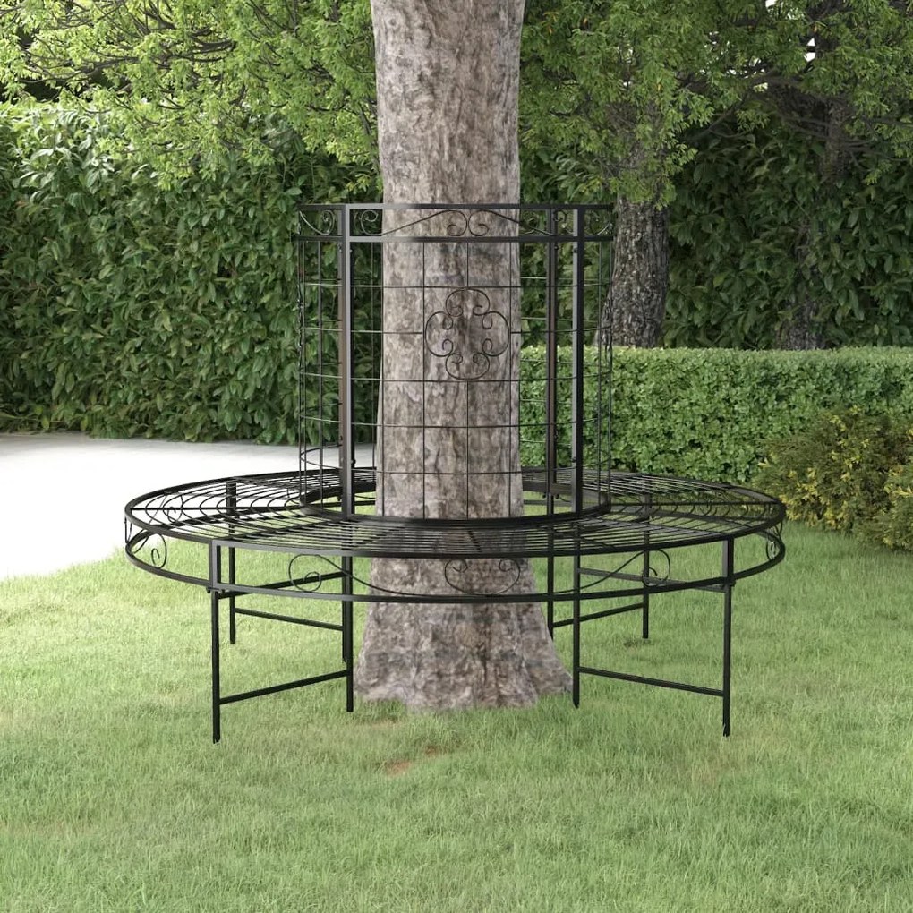 Banco para árvore redondo Ø137 cm aço preto