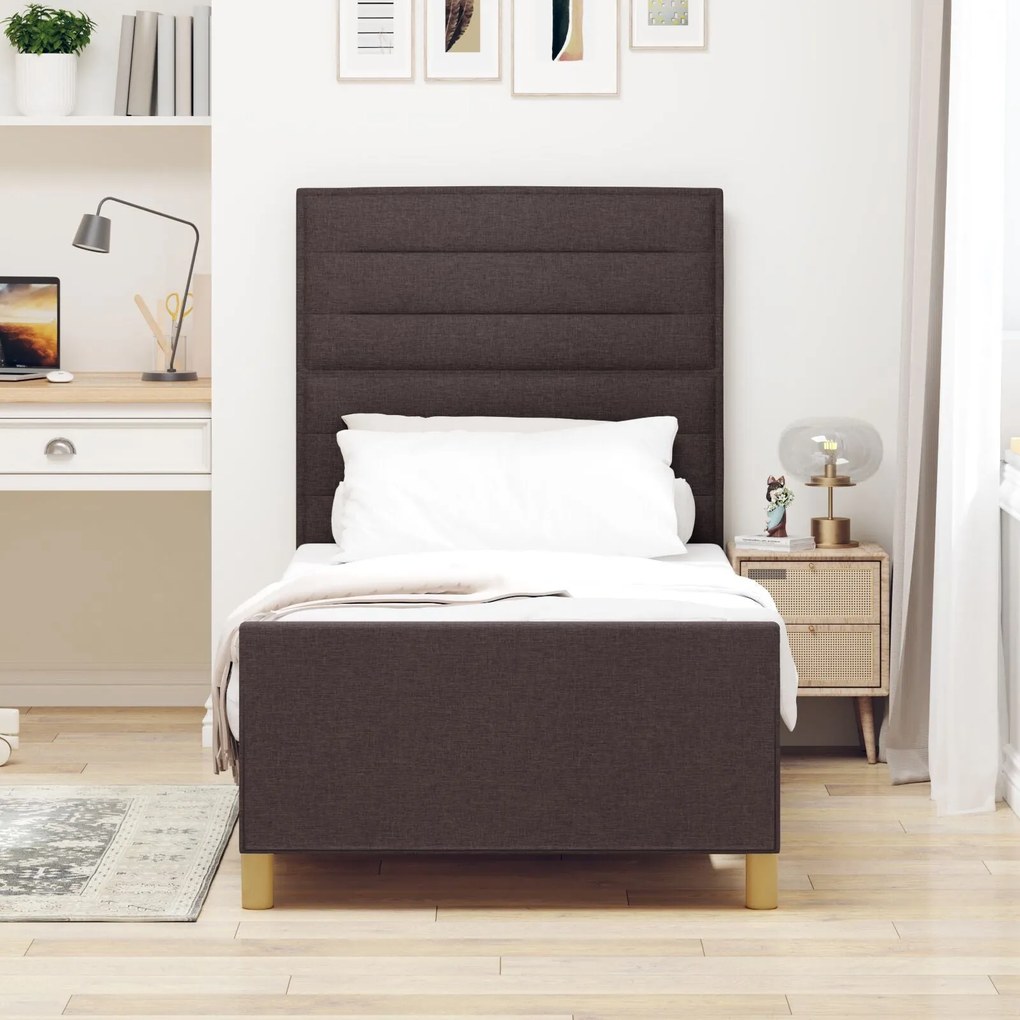 Estrutura de Cama vidaXL Castanho Escuro 90x190 cm Tecido