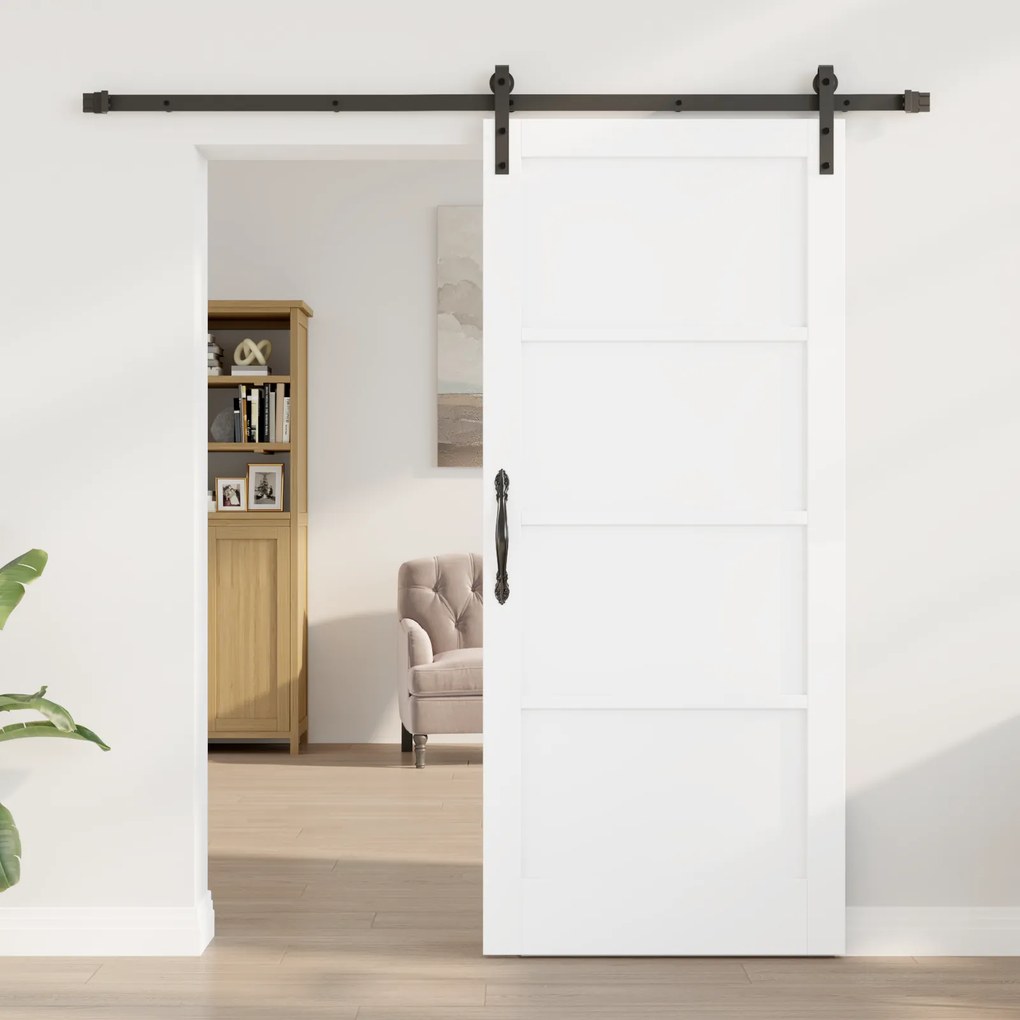 Porta Deslizante vidaXL com Conjunto de Ferragens Branca 86x198.5 cm M