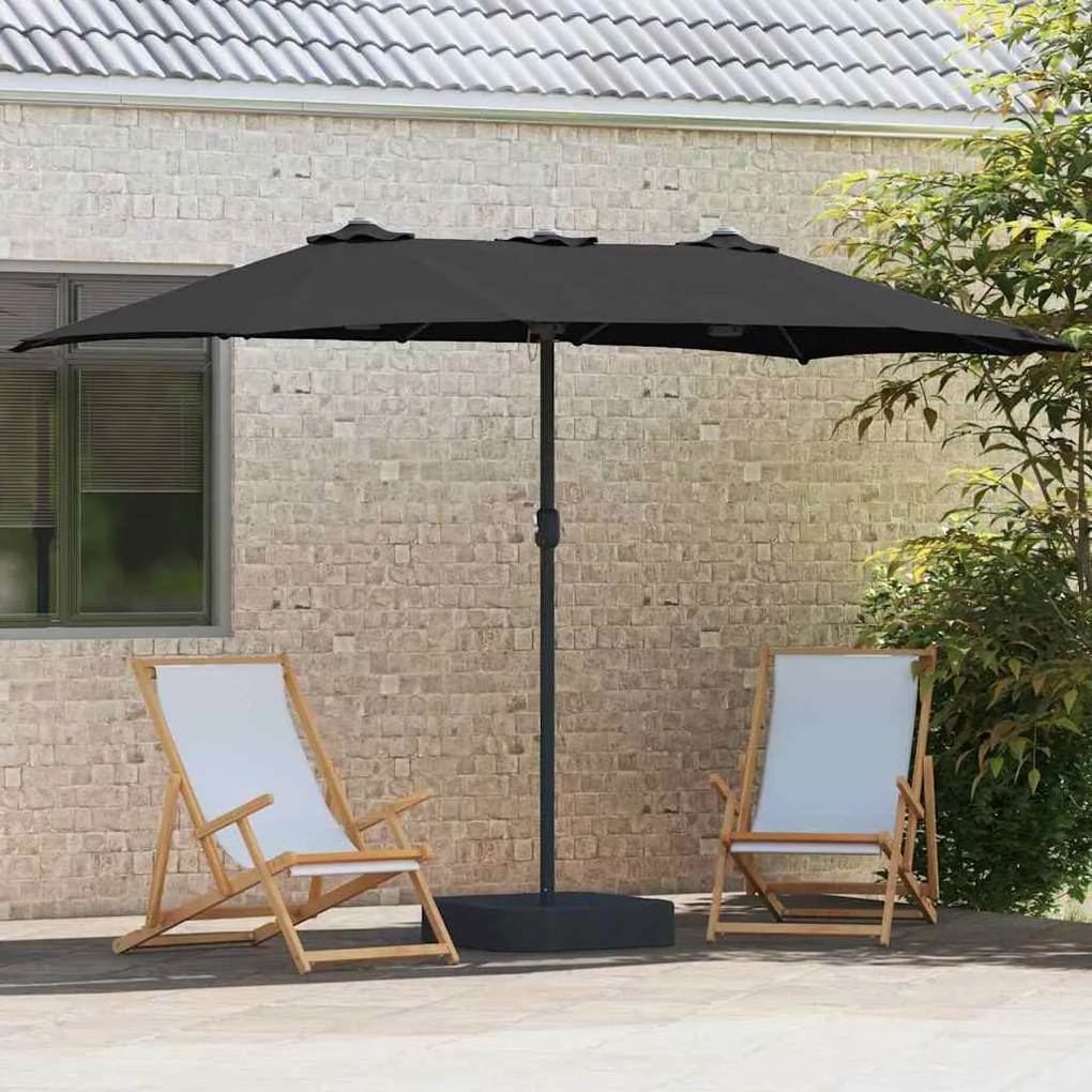 Guarda-sol de Jardim Preto 385 x 209 x 244 cm tecido