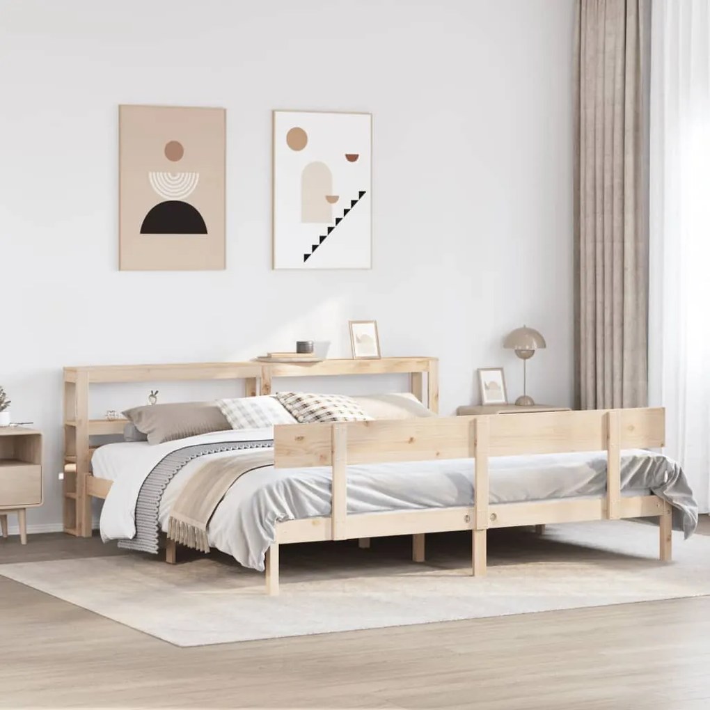 vidaXL Cama sem colchão 200x200 cm madeira de pinho maciça