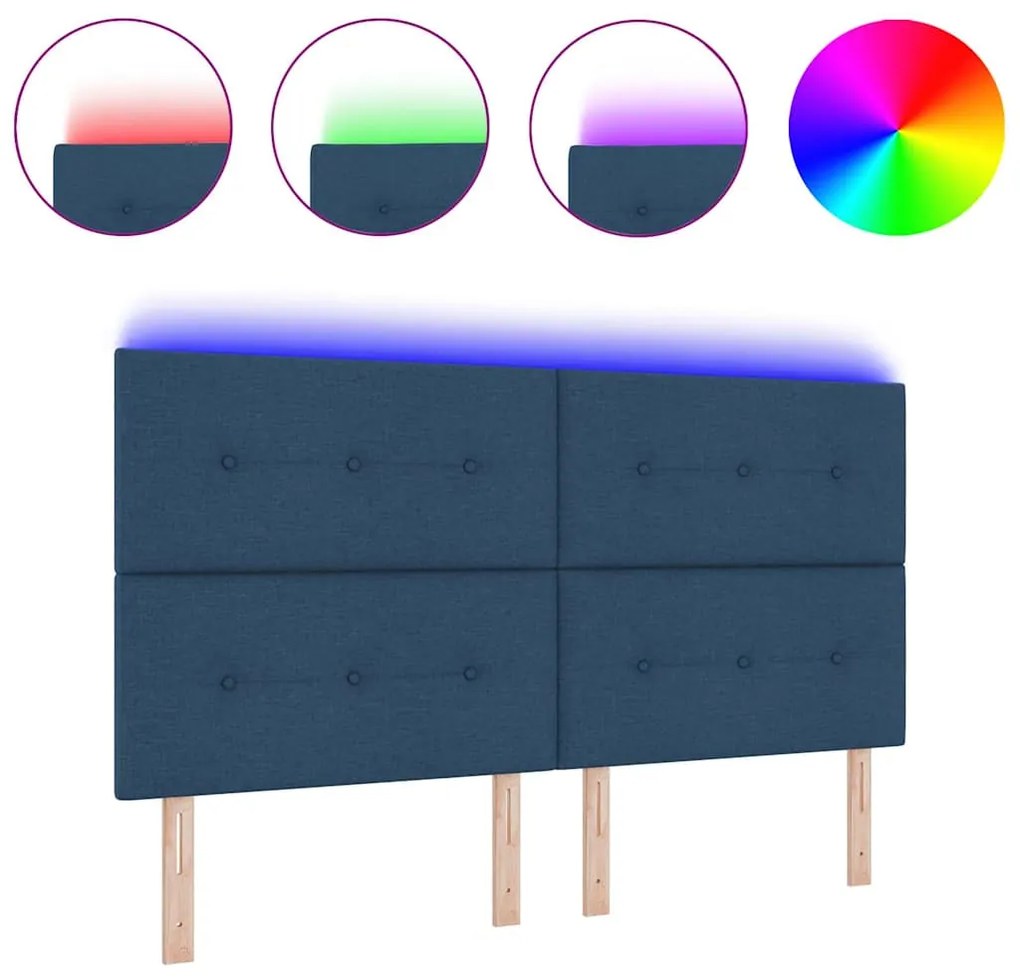 Cabeceira LED Azul Estofada 90 cm da