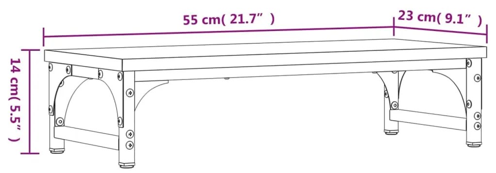 Suporte monitor 55x23x14 cm derivados madeira cinzento sonoma