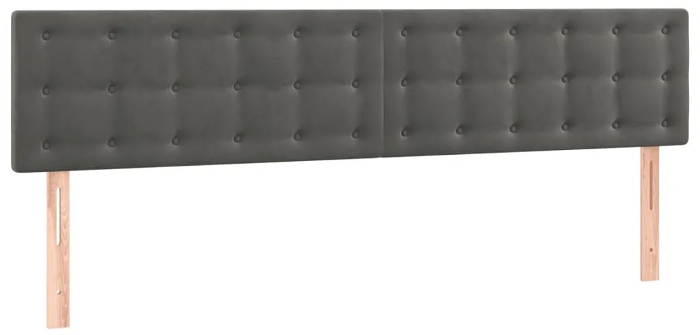 Cabeceira de cama c/luzes LED veludo 200x5x78/88cm cinza-escuro