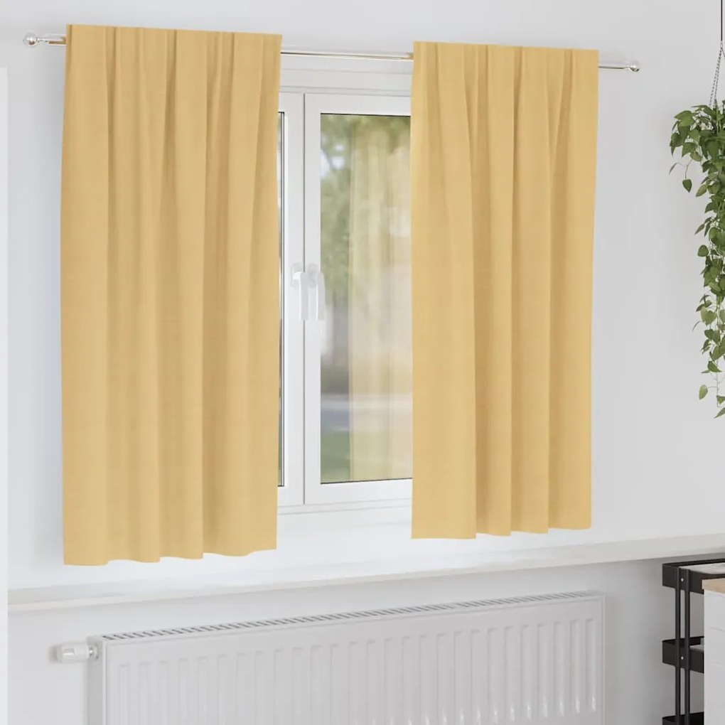 vidaXL Cortinas Blackout com Argolas 2 pcs Bege 175 x 140 cm Poliéster