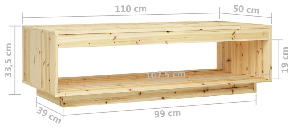Mesa de centro 110x50x33,5 cm madeira de abeto maciça