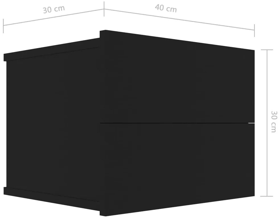 Mesa de cabeceira 40x30x30 cm derivados de madeira preto