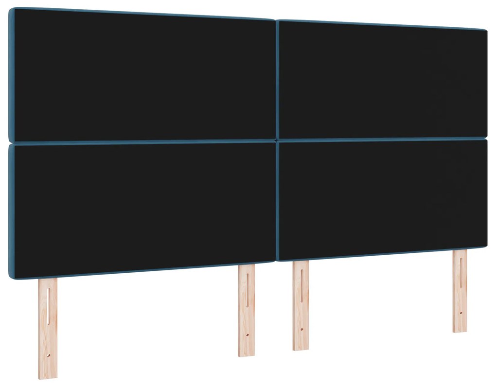 Cabeceira com Botões de Cristal Tuftada Azul Escura 180 cm Veludo