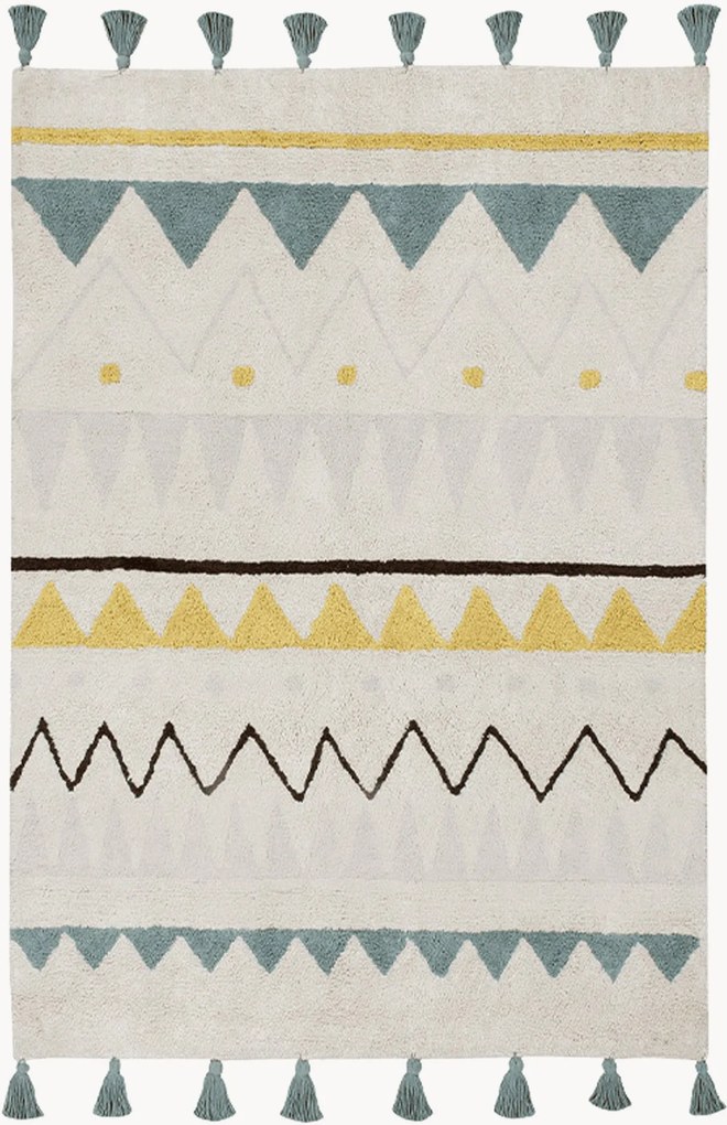 Tapete infantil lavável artesanal em algodão Azteca