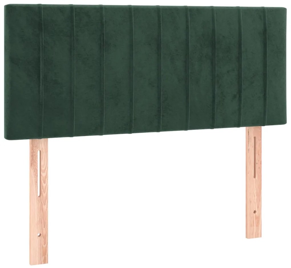 Cabeceira de cama c/luzes LED veludo 100x5x78/88cm verde-escuro