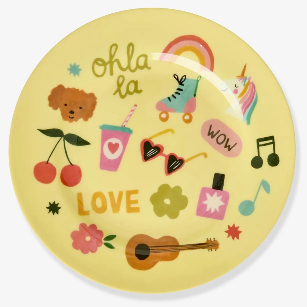 Prato pequeno de melamina UNICORN LOVE rice amarelo-pastel