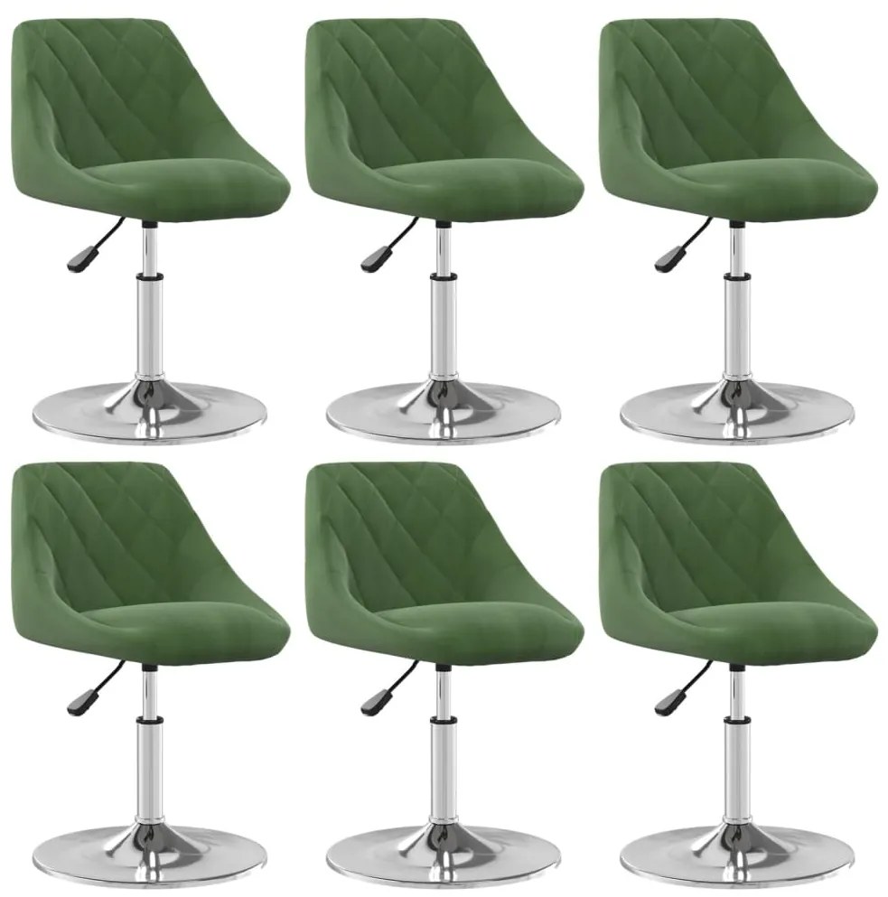 Cadeiras de jantar giratórias 6 pcs veludo verde-escuro