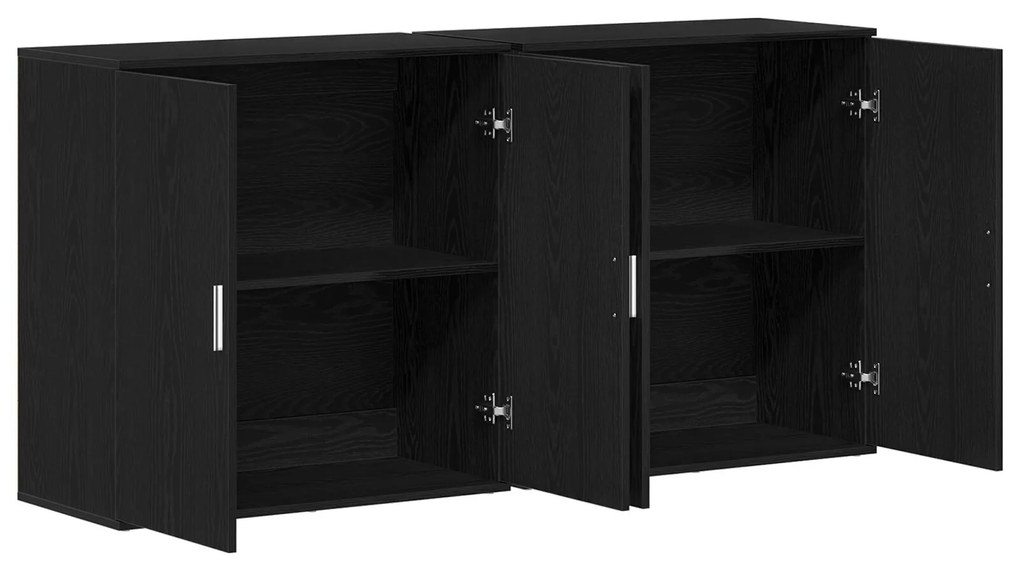Buffets 2 pcs Carvalho Preto 79x38x80 cm Madeira de engenharia