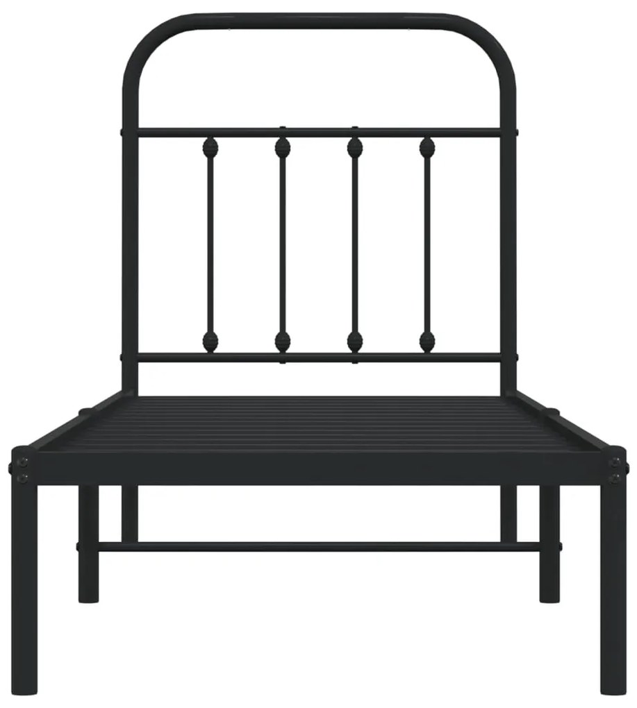 Estrutura de cama com cabeceira 75x190 cm metal preto