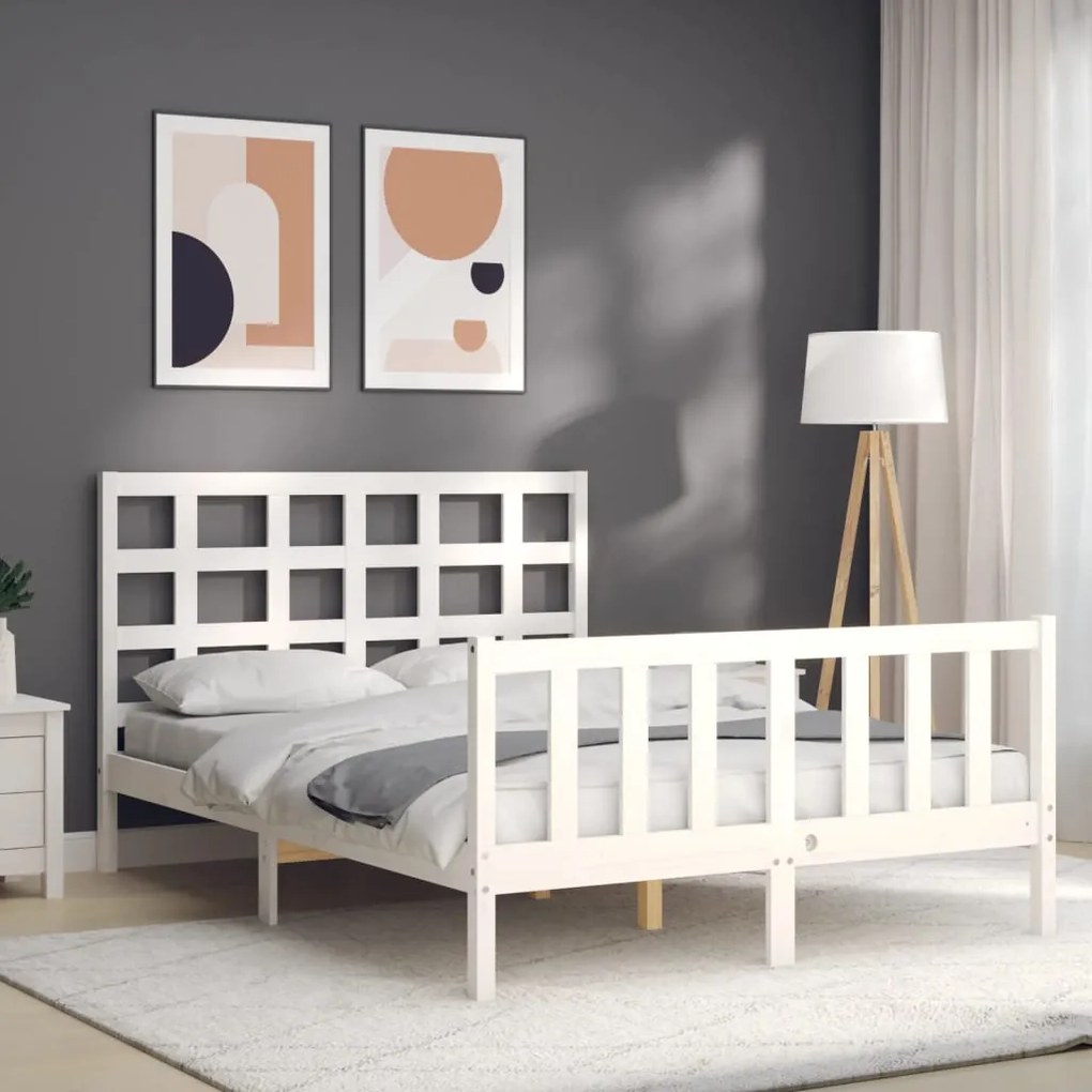 Cama sem colchão 120x200 cm madeira de pinho maciça branco