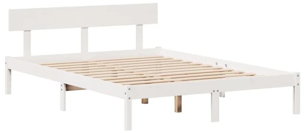 Cama com estante sem colchão 150x200 cm pinho maciço branco