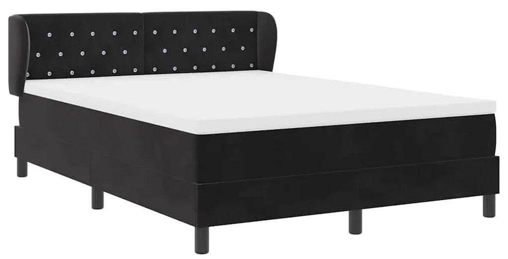 Cama Box com Colchão vidaXL Preto 140x200 cm Veludo