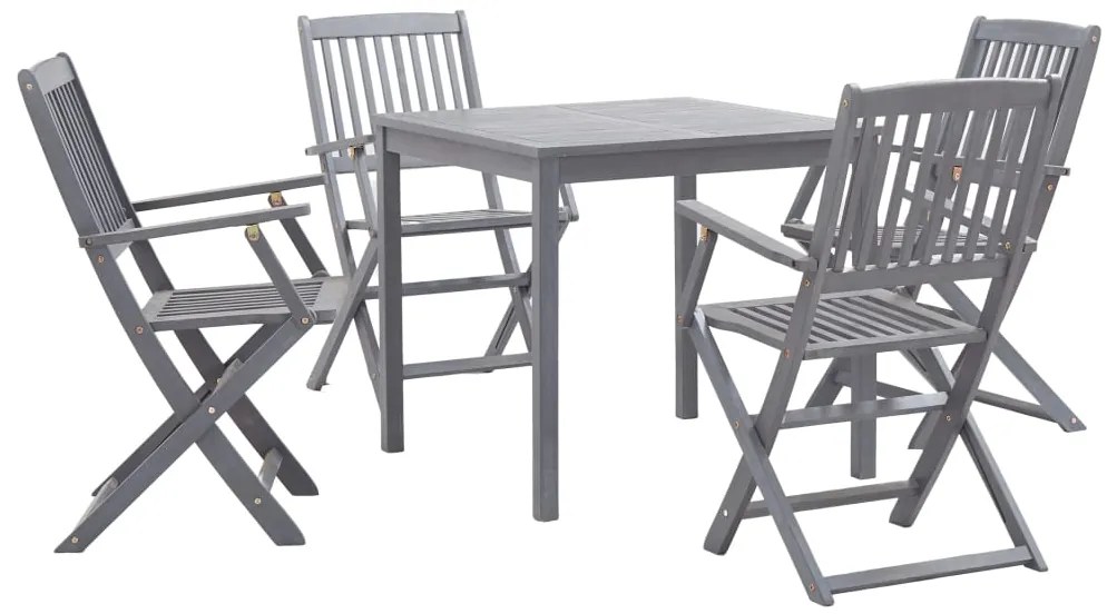 5 pcs conjunto de jantar jardim madeira acácia maciça cinzento