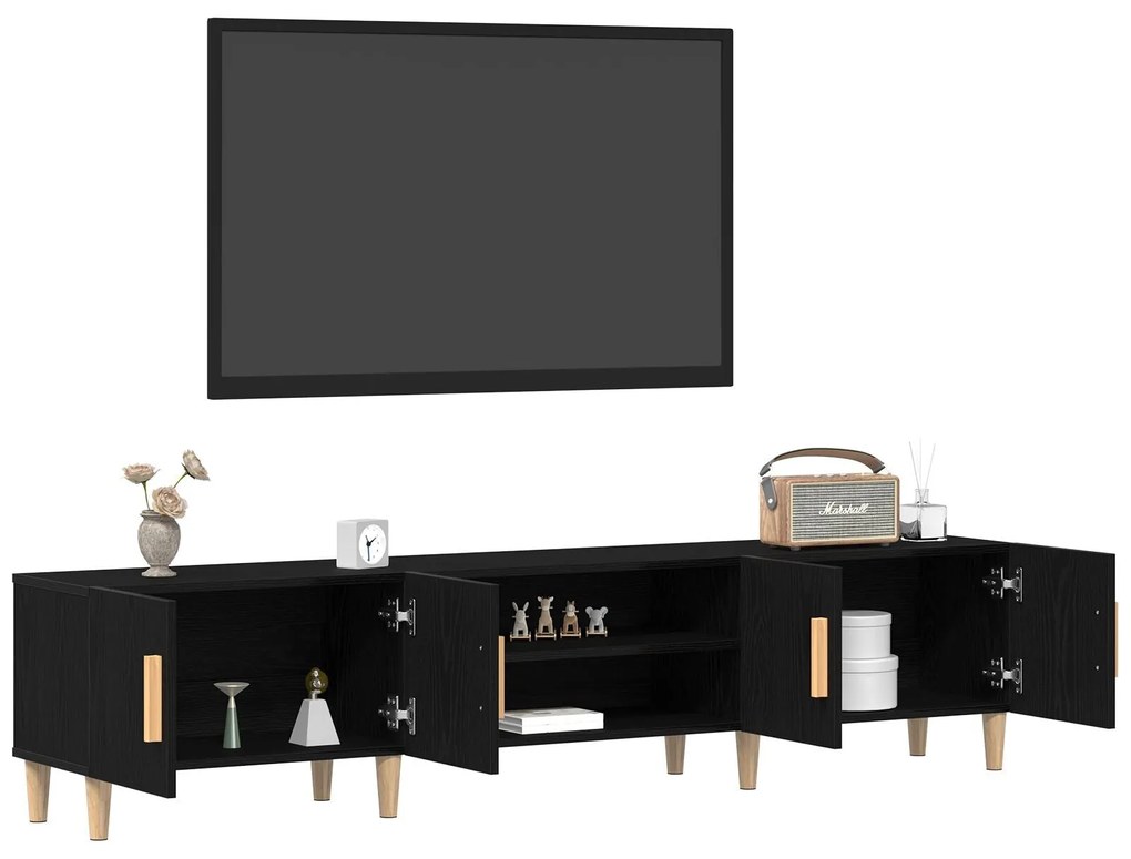 Cabinet de TV vidaXL Preto Carvalho 180x31,5x40 cm Madeira Derivada