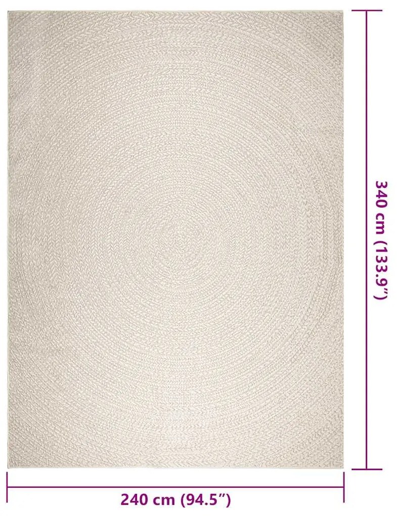 Tapete ZIZUR creme 240x340cm aspeto de juta interior e exterior