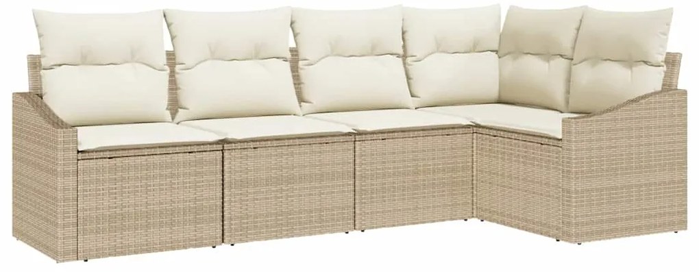 Conjunto de Jantar de Jardim com 5 Peças e Almofadas Beige de Rattan S