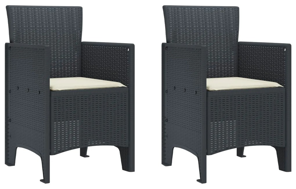vidaXL Cadeira de Jardim 2 pcs Antracite 53 x 49 x 85 cm Polipropileno