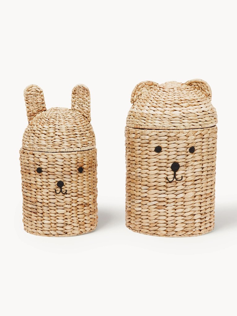 Cestos artesanais com tampas Bear & Rabbit, conjunto de 2