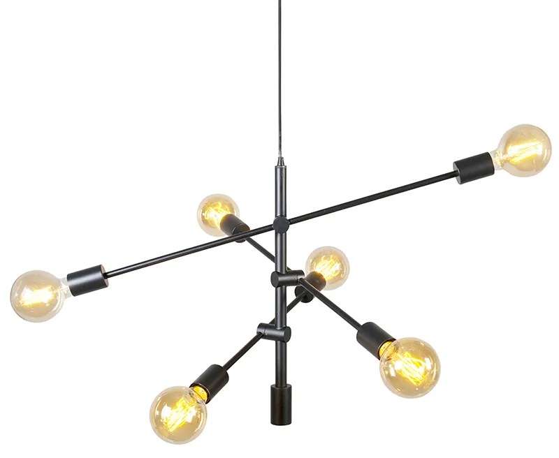 Candeeiro suspenso industrial preto 6 luzes - Sydney Design,Moderno,Industrial