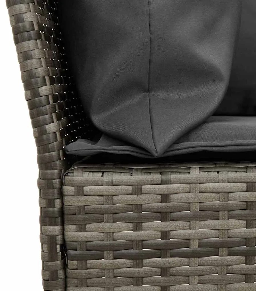 5 pcs conjunto sofás de jardim c/ almofadões vime PE cinzento