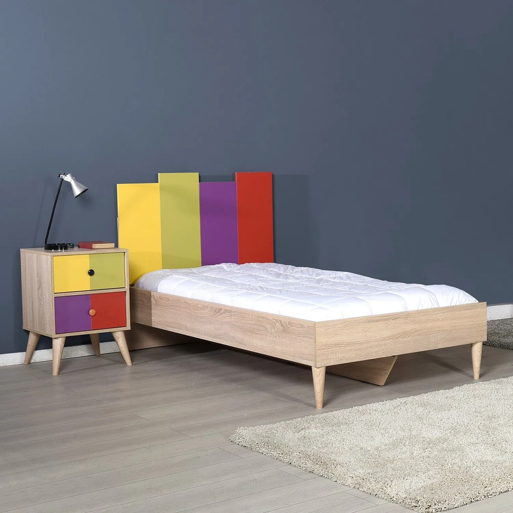 Mesa de Cabeceira "Arco-Íris" - Multicolor - 44x66x44cm - Design Moder